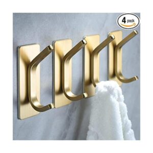 YIGII Towel HooksAdhesive Hooks Brushed Gold Wall Hooks