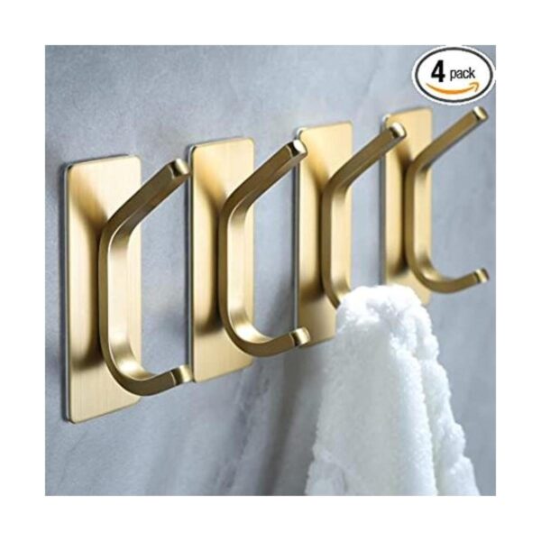 YIGII Towel HooksAdhesive Hooks Brushed Gold Wall Hooks