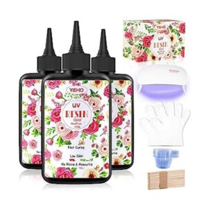 YIEHO Kit de resina UV de 10.58 oz con luz mejorada