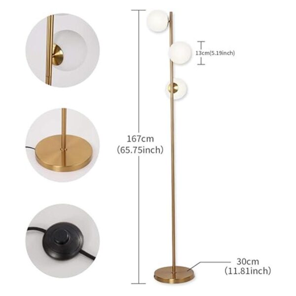 YHTlaeh Lámpara de pie moderna de 3 globos para sala de_3