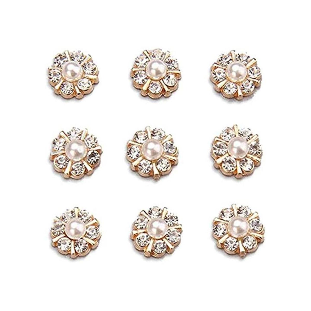 Juego de 50 piezas de botones de perlas de diamantes de
