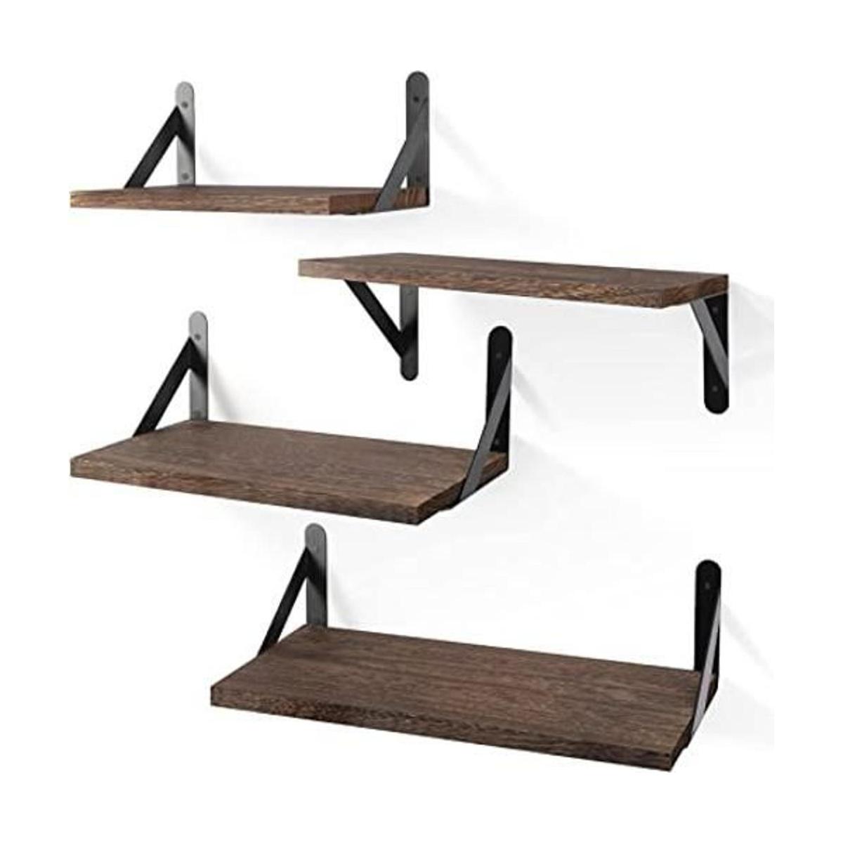 YGEOMER Estantes flotantes negro carbonizado oscuro 4