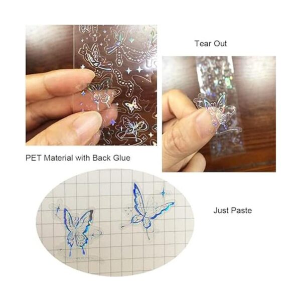 Paquete de 8 calcomanías holográficas con purpurina para