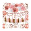 Juego de decoraciones de fiesta de cumpleaños de oro rosa