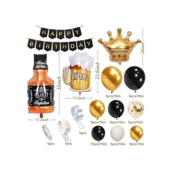 Juego de decoraciones de fiesta de cumpleaños color negro