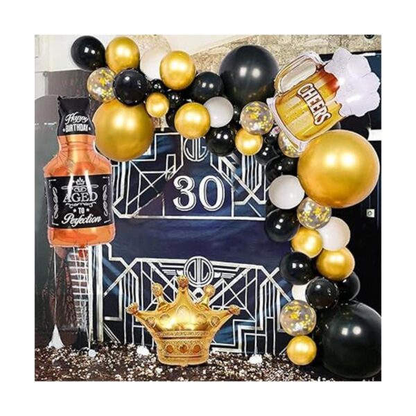 Juego de decoraciones de fiesta de cumpleaños color negro