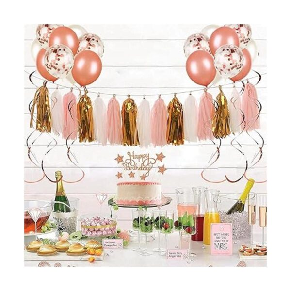 Juego de decoraciones de fiesta de cumpleaños de oro rosa