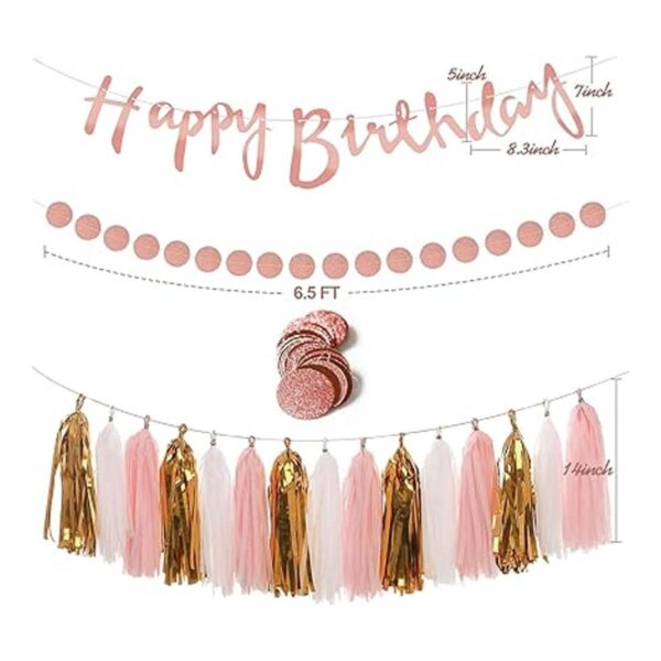 Juego de decoraciones de fiesta de cumpleaños de oro rosa