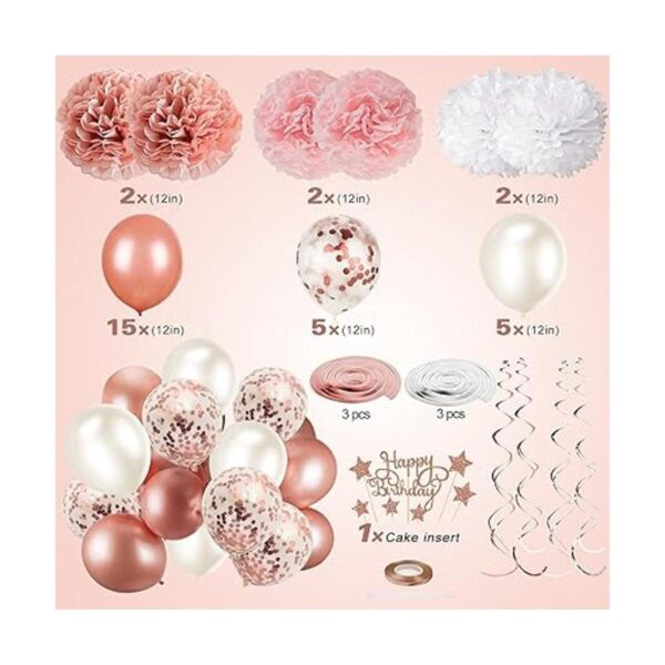 Juego de decoraciones de fiesta de cumpleaños de oro rosa