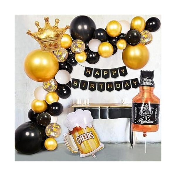 Juego de decoraciones de fiesta de cumpleaños color negro