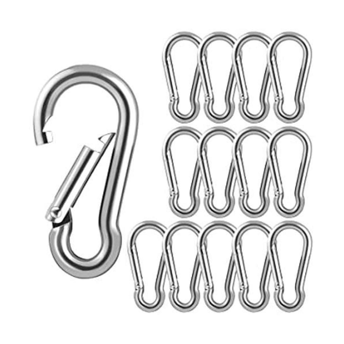 14 clips de mosquetón de acero inoxidable 304 resistentes