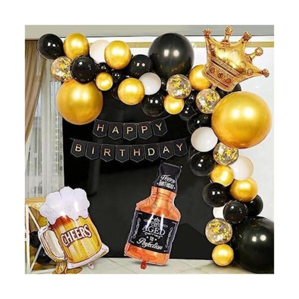 Juego de decoraciones de fiesta de cumpleaños color negro