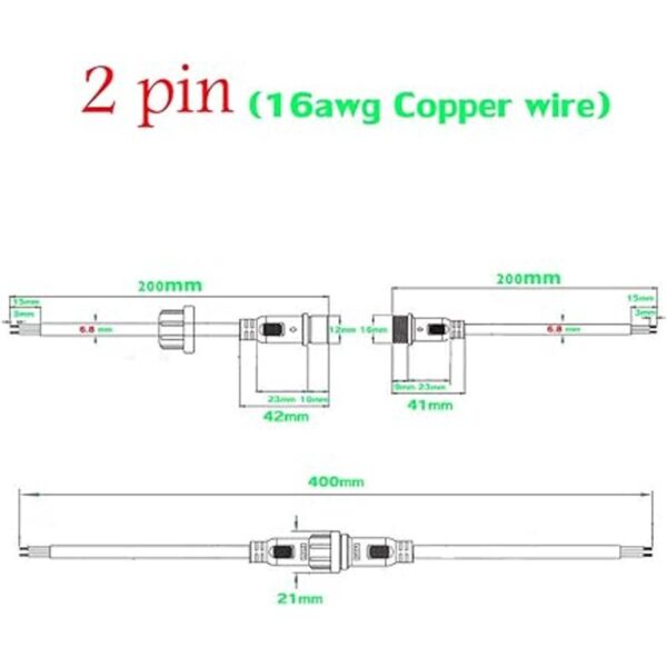 YETOR Conectores impermeables de 2 cables conector LED_3
