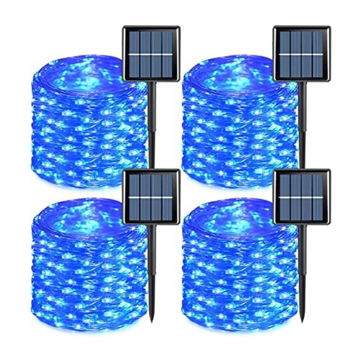 YEGUO Paquete de 4 luces solares azules de Halloween
