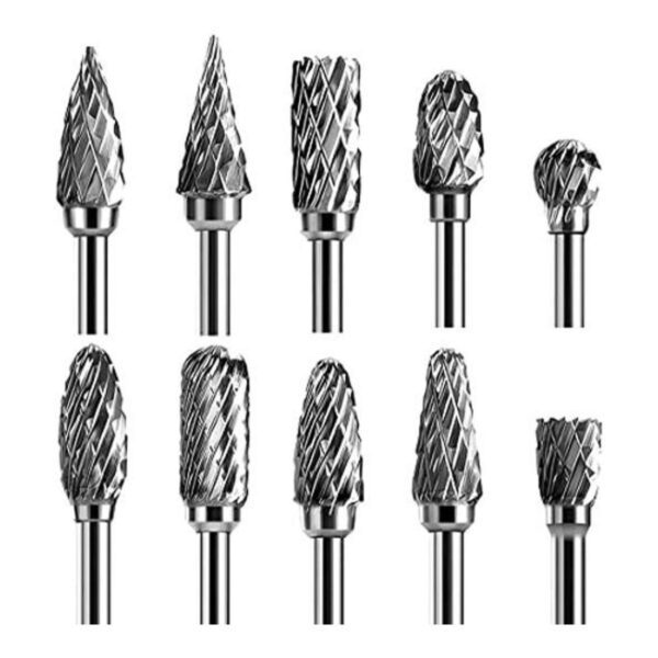 Double Cut Carbide Rotary Burr Set 10 Pcs 18 Shank_1