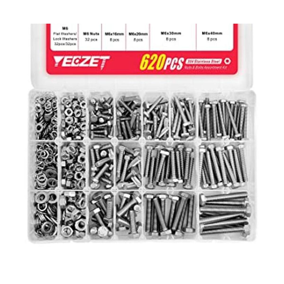 YEEZET Kit surtido de 620 tornillos y tuercas resistentes