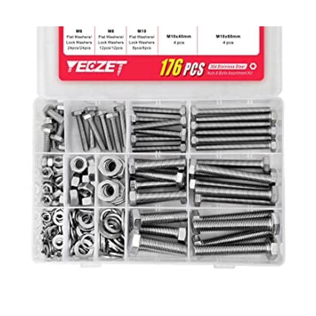 YEEZET Juego de 44 tornillos y tuercas resistentes M6 M8