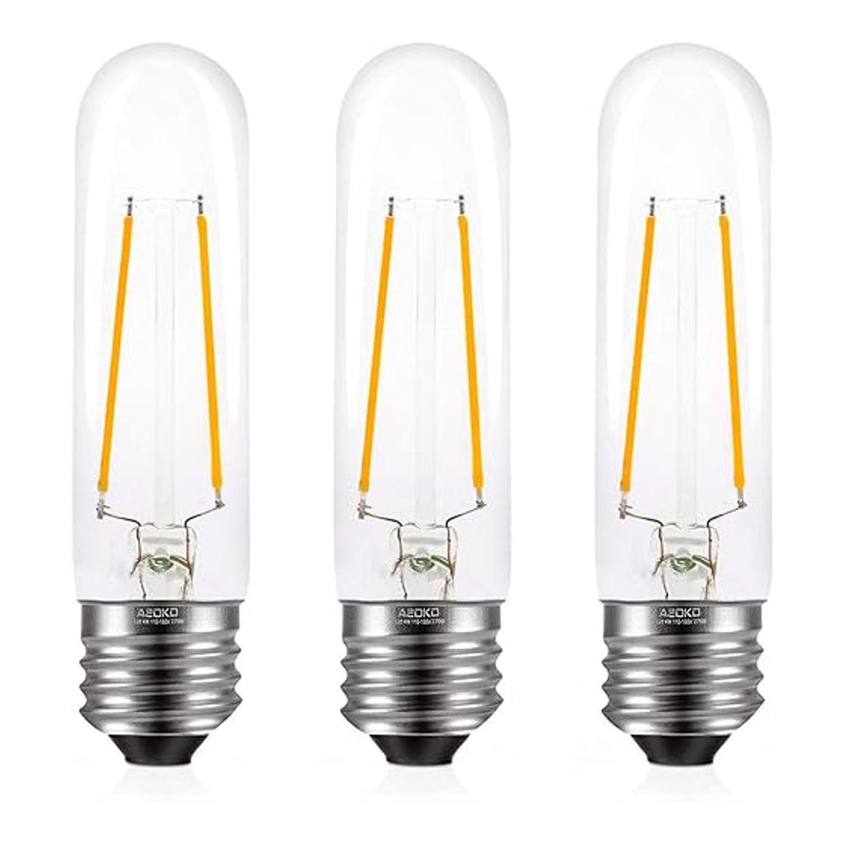 Bombillas LED E26 T10 color blanco cálido de 4 W bombilla