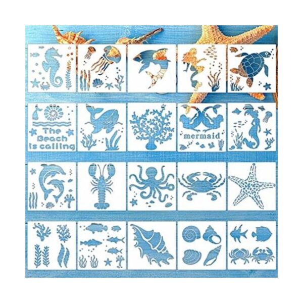 YEAJON 20 plantillas reutilizables de animales marinos