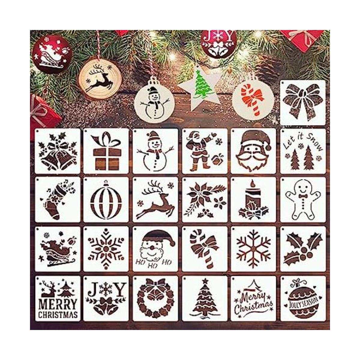 YEAJON 25 plantillas de Navidad de 4 x 4 pulgadas para