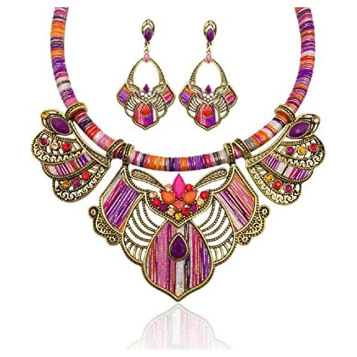 YAZILIND Collar grueso para mujer cadena bohemia tribal