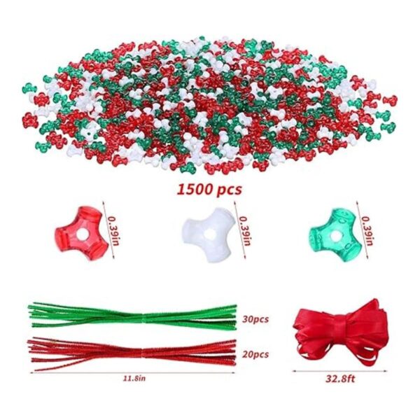 YBB Juego de 1500 cuentas de Navidad en forma de tres