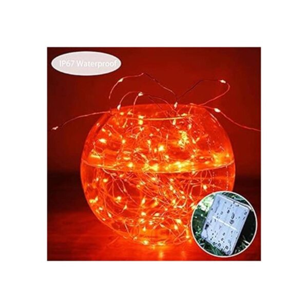 Guirnalda de luces solares de cobre naranja para