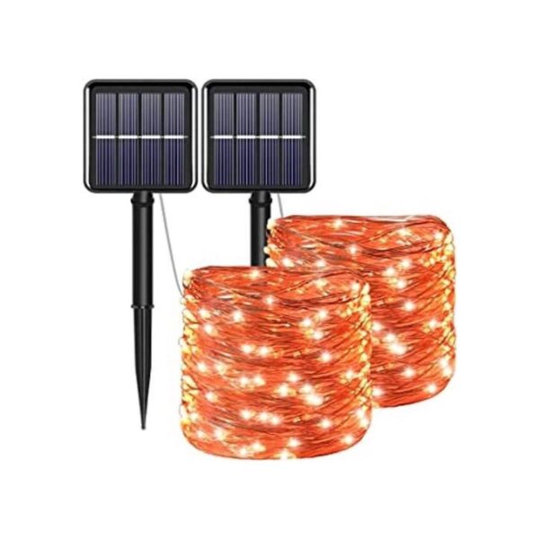 Guirnalda de luces solares de cobre naranja para