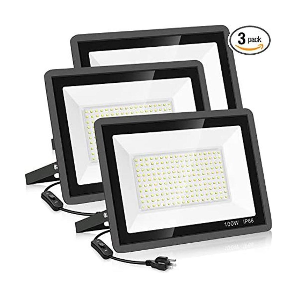 YANYCN Paquete de 3 luces de inundación LED de 100 W para