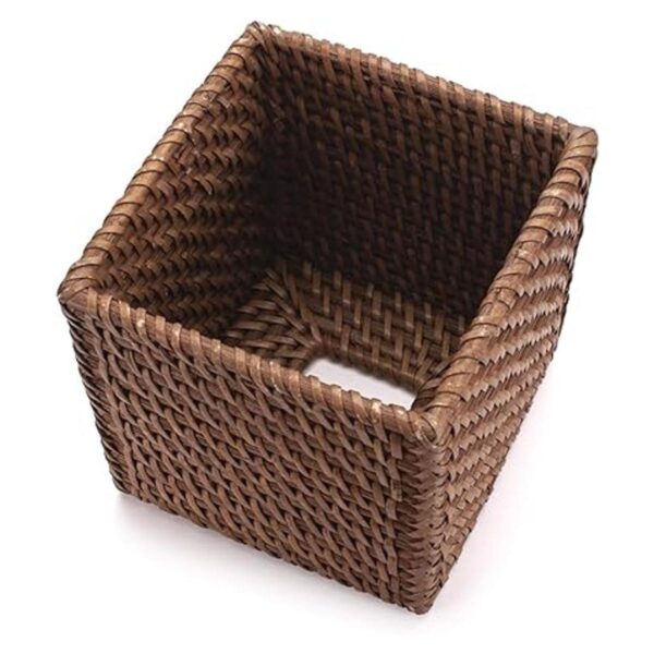 Funda cuadrada de ratán para caja de pañuelos tejida a_3