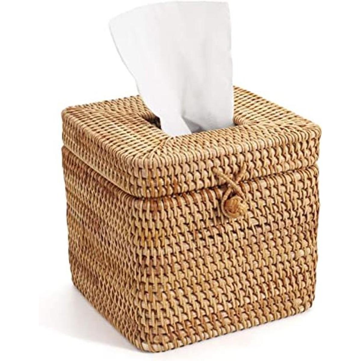 Funda cuadrada de ratán para caja de pañuelos 5.7 x 5.7 x