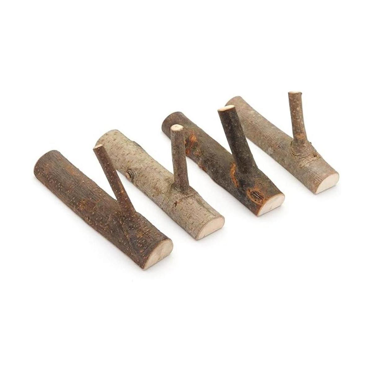 Paquete de 4 ganchos de pared de ramas de árbol de madera