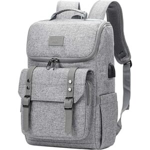 Mochila vintage de viaje para laptop con puerto de carga_1