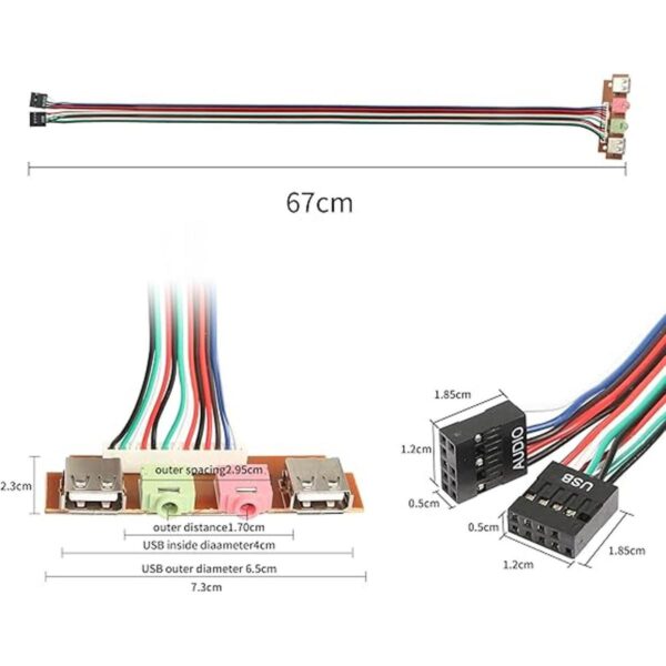 YACSEJAO Cable de panel frontal USB HUB chasis de_3