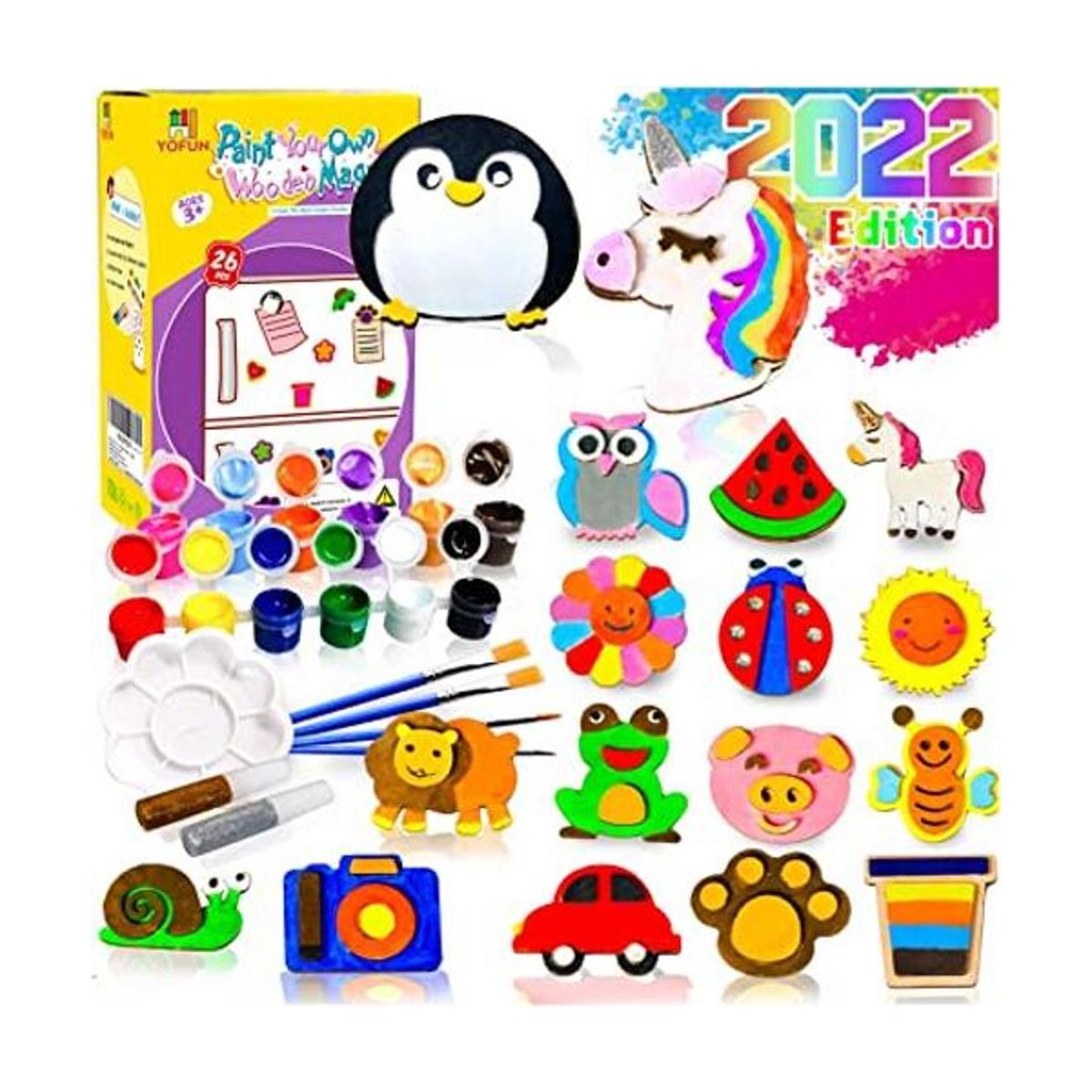 YOFUN Paint Your Own Wooden Magnet Kit de manualidades de