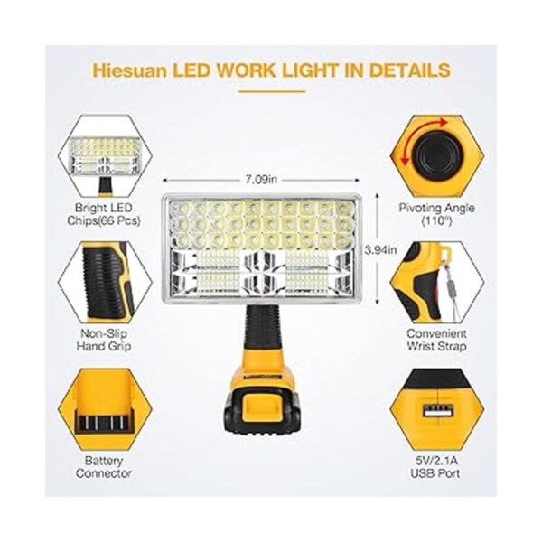 Hiesuan Luz de trabajo LED de 20 V máximo 30 W 3300
