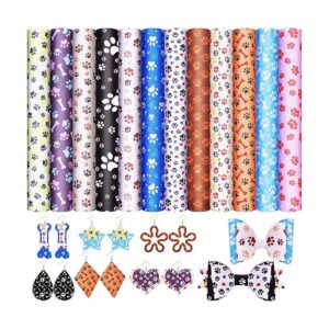 12 hojas de cuero sintético con estampado de huellas de