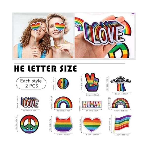 22 piezas de parches bordados de orgullo arcoíris para