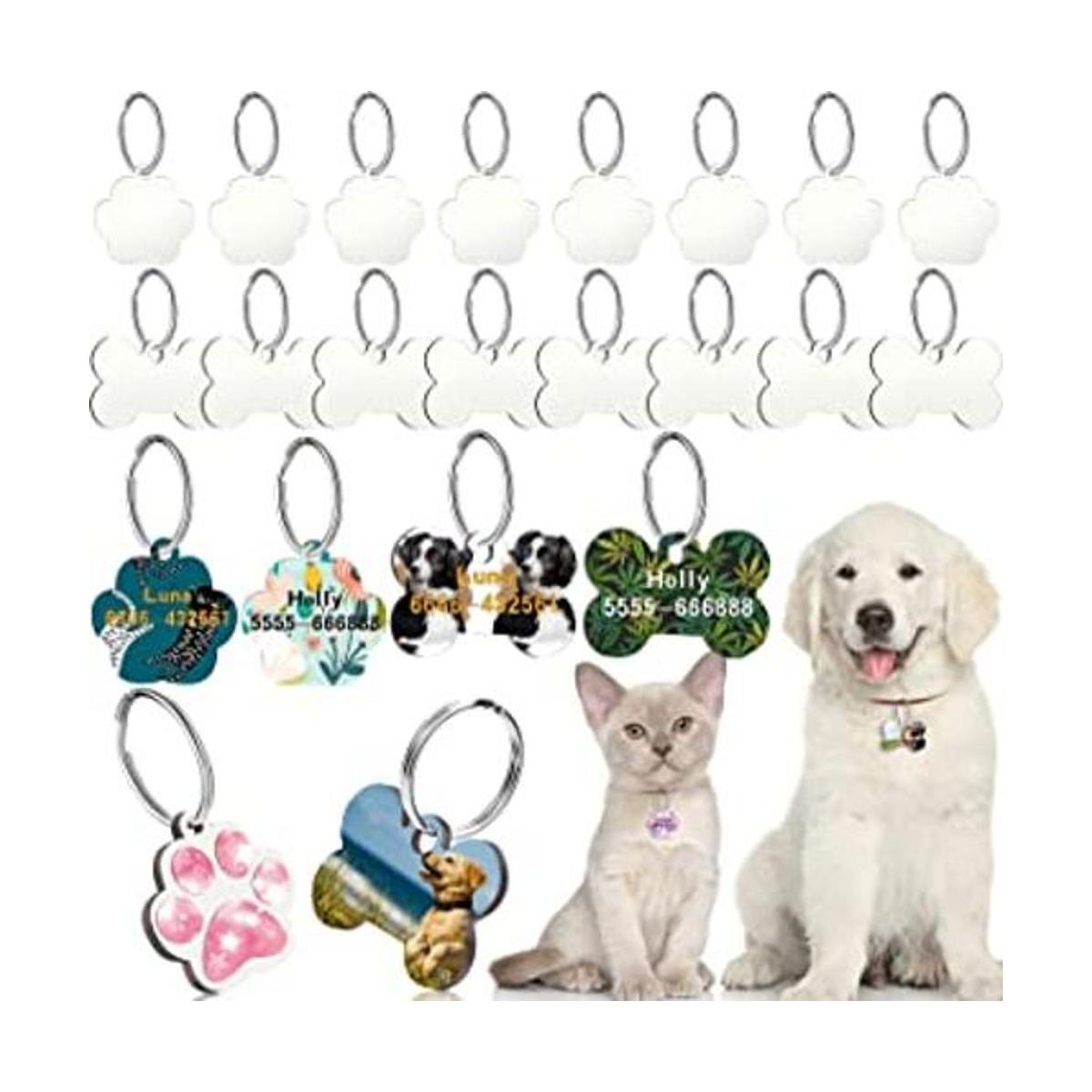 Xuniea 16 etiquetas de sublimación en blanco para perro