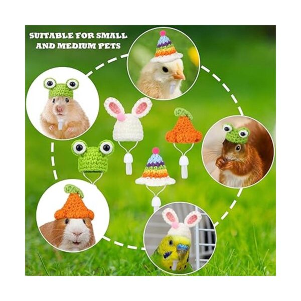 4 piezas de mini animales pequeños de punto a mano con