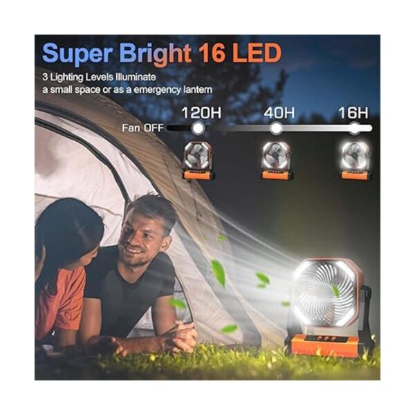 Ventilador de camping con linterna LED 20000 mAh de