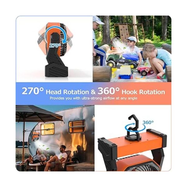 Ventilador de camping con linterna LED 20000 mAh de