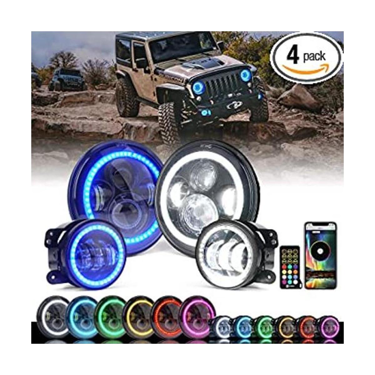 Faros para Jeep HLJEEPR7IN80WFLR4IN60WDRL. RGB
