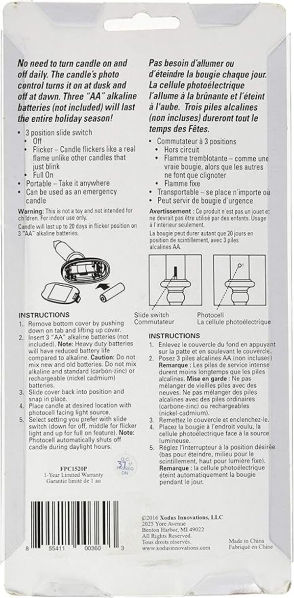 Vela de luz LED de ventana a batería con sensor estaño