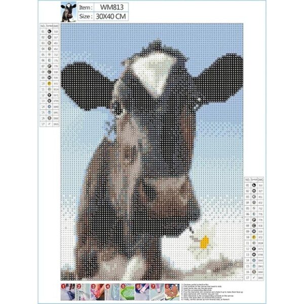 Kits de pintura de diamante de vaca de leche por números_3