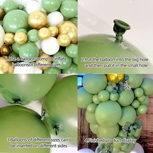 Kbrand Kit de guirnalda de globos con arco verde salvia_6