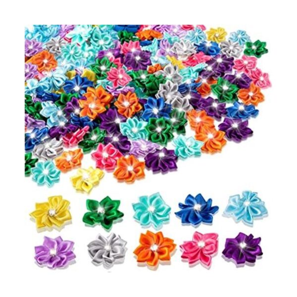 150 flores de cinta de satén pequeñas para manualidades