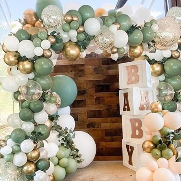 Kbrand Kit de guirnalda de globos con arco verde salvia_2