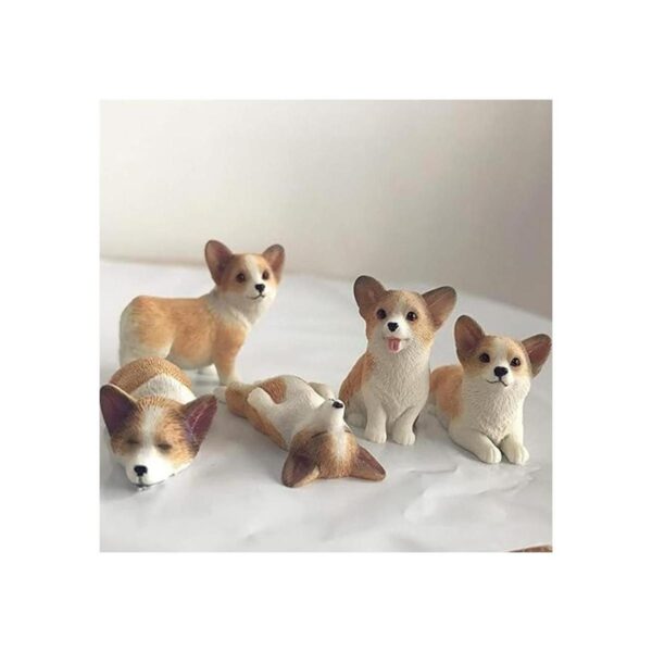 XinTX Paquete de 5 figuras de escultura de corgi pintadas_5