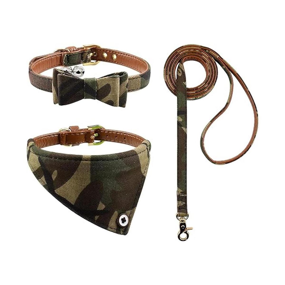 Juego de 3 bandanas para perros y correas a cuadros